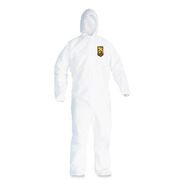 BIB OVERALLS | KleenGuard A20 Breathable Particle Protection Coveralls with Hood and Elastic Back - Medium, White (24/Carton)