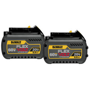 电池| Dewalt DCB606-2(2个/包)20V/60V最大FLEXVOLT 6 Ah锂离子电池