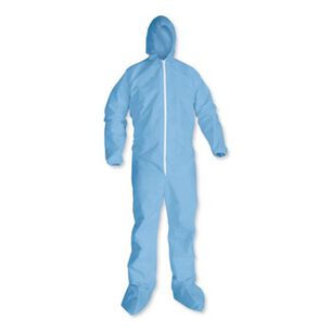 BIB OVERALLS | KleenGuard A65 Zipper Front Hood and Boot Elastic Wrist and Ankles Flame-Resistant Coveralls - 3X-Large, Blue (21/Carton)