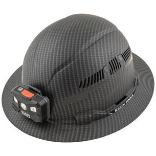 PROTECTIVE HEAD GEAR | 克莱恩的工具 Premium KARBN Pattern Class C, 发泄, Full Brim Hard Hat with Rechargeable Lamp