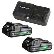 BATTERY AND CHARGER STARTER KITS | Metabo HPT (2) 18V 2 Ah Lithium-Ion Batteries with Charger Kit