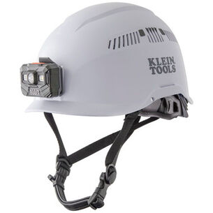 防护头具| Klein Tools 60150通风C级安全帽，带可充电头灯-白色