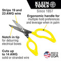 Scissors | Klein Tools 26001 6.75 in. All-Purpose Electrician's Scissors with Cable Cutting Notch and Serrated Blades image number 4