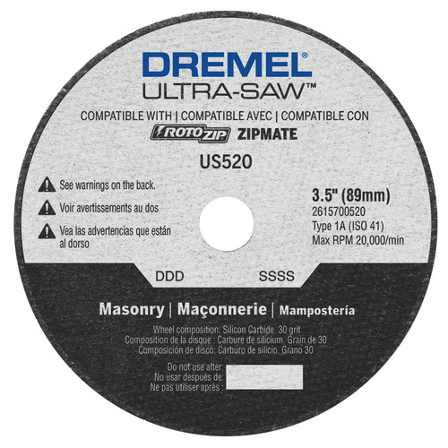 Grinding, Sanding, Polishing Accessories | Dremel US520-01 3-1/2 in. Masonry Cutting Wheel image number 0
