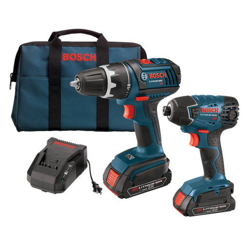 Combo Kits | Bosch CLPK232-181 18V 2.0 Ah Lithium-Ion 1/2 in. Drill Driver and Impact Driver Combo Kit image number 0