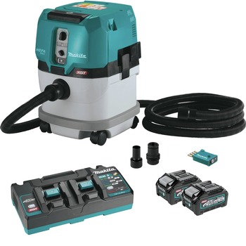 DUST MANAGEMENT | Makita GCV04PMUX 40V MAX XGT Brushless Lithium-Ion Cordless 4 Gallon HEPA Filter Dry Dust Extractor Kit with 2 Batteries (4 Ah)