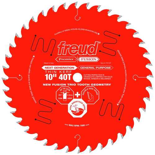 Blades | Freud P410T 10 in. 40 Tooth Thin Kerf Premier Fusion Saw Blade image number 0