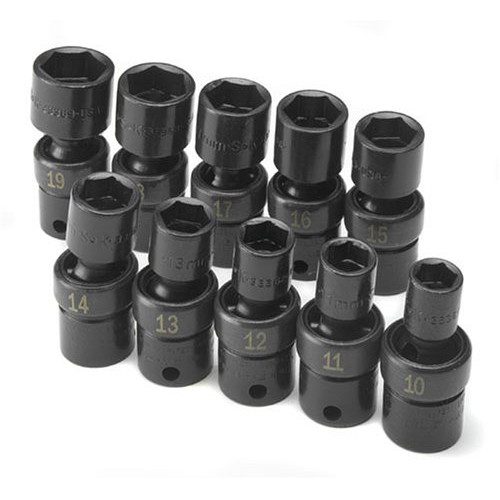 Sockets | SK Hand Tool 33351 10-Piece 3/8 in. Drive 6-Point Metric Swivel Impact Socket Set image number 0