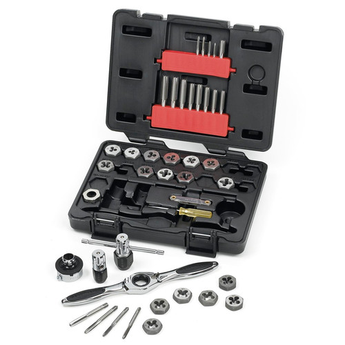 Taps Dies | GearWrench 3886 40-Piece Metric Ratcheting Tap and Die Drive Tools Set image number 0