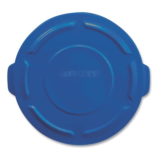 Trash & Waste Bins | Rubbermaid 263100BE Round Flat Top Lid (Blue) for 22-1/4 in. Brute Containers image number 0