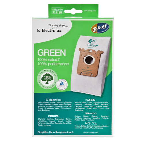 Bags and Filters | Electrolux E212B S-Bag Green Vacuum Bag 3-Pack image number 0