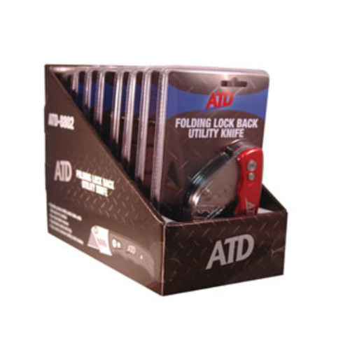 Knives | ATD 8802D 8-Pack Display of Folding Lock Back Utility Knives image number 0