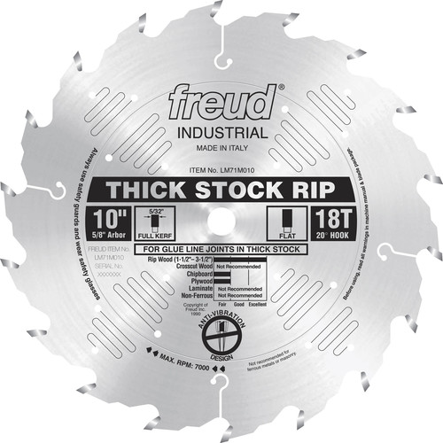 Blades | Freud LM71M010 10 in. 18 Tooth Thick Stock Rip Saw Blade image number 0