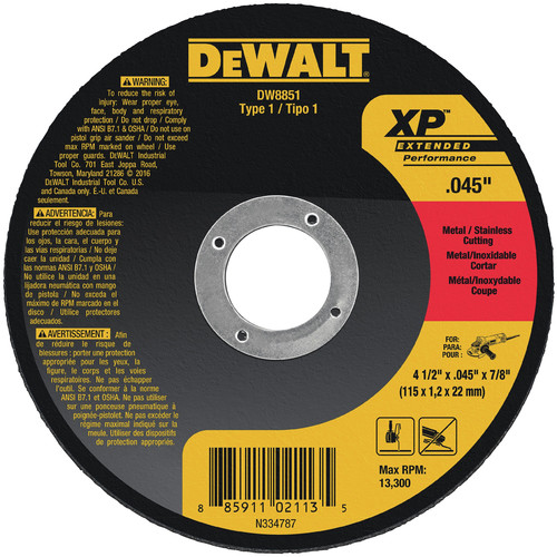 Grinding, Sanding, Polishing Accessories | Dewalt DW8851B5 4-1/2 in. x 0.045 in. XP Metal Cutting Wheels (5-Pack) image number 0