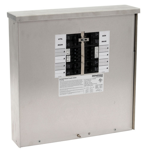 Transfer Switches | Generac 6381 50 Amp 12 Circuit 125/250V Outdoor Manual Transfer Switch for Generators up to 12.5 kW image number 0