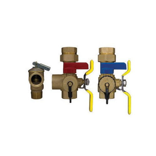 Water Heater Accessories | Rheem RTG20220AB Tankless Service Clean Brass Valve Kit with Relief Valve image number 0