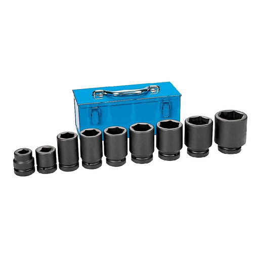 Sockets | Grey Pneumatic 9161D 1 in. Drive 9 Pc. Standard and Deep Combo Large Truck/OTR Set image number 0