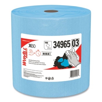  | WypAll 34965 12.2 in. x 13.4 in. General Clean Jumbo Roll X60 Cloths - Blue (1100/Roll)