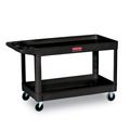 Utility Carts | Rubbermaid Commercial FG9T6700BLA 2 Shelves Plastic 500 lbs. Capacity 24 in. x 40 in. x 31.25 in. Service/Utility Carts - Black image number 1
