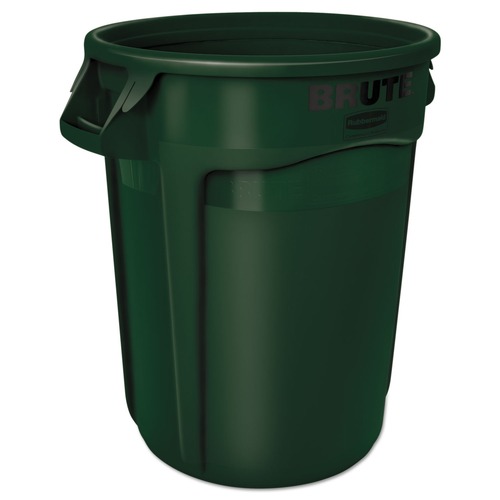 Trash & Waste Bins | Rubbermaid 2632DGR 32 Gal. Round Brute Container (Dark Green) image number 0