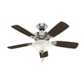 Ceiling Fans | Hunter 52081 44 in. Caraway Five Minute Fan Brushed Nickel Ceiling Fan with Light image number 0