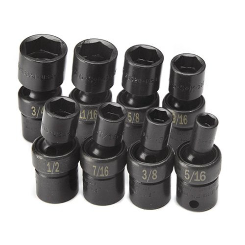 Sockets | SK Hand Tool 33300 8-Piece 3/8 in. Drive SAE Swivel 6 Point Impact Socket Set image number 0