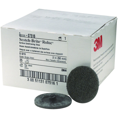 Grinding, Sanding, Polishing Accessories | 3M 7516 Scotch-Brite Roloc Surface Conditioning Disc Gray 2 in. Super Fine (25-Pack) image number 0
