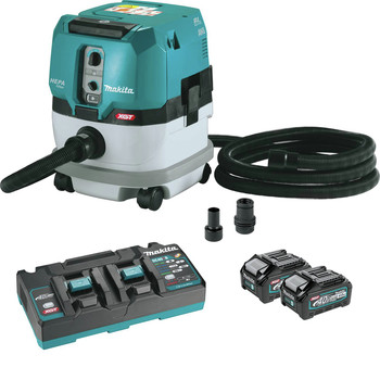 WET DRY VACUUMS | Makita 40V max XGT Brushless Lithium-Ion 2.1 Gallon Cordless HEPA Filter Dry AWS Capable Dust Extractor Kit with 2 Batteries (4 Ah)