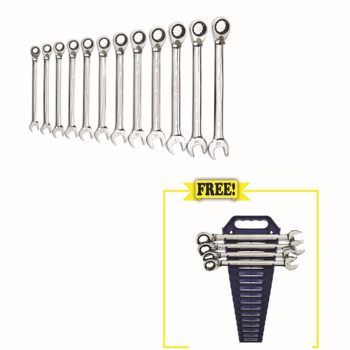 Combination Wrenches | GearWrench 9620P 12-Piece Metric 12-Point Reversible Combo Ratcheting Wrench Set with FREE 4-Piece Metric Reversible Completer Set image number 0