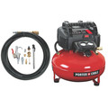 Portable Air Compressors | Porter-Cable C2002-WK 0.8 HP 6 Gallon Oil-Free Pancake Air Compressor with 13 Piece Hose and Accessory Kit image number 0