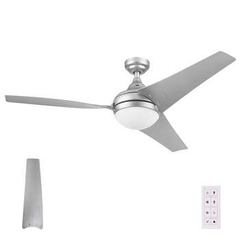 CEILING FANS | Prominence Home 52 in. Remote Control Contemporary Indoor LED Ceiling Fan with Light - Matte Nickel