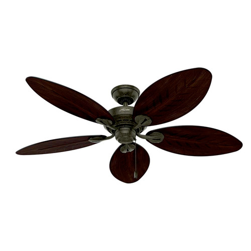 Ceiling Fans | Hunter 54098 54 in. Bayview Provencal Gold Antique Dark Wicker ETL Damp Rated Outdoor Ceiling Fan image number 0