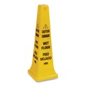 Safety Equipment | Rubbermaid Commercial FG627677YEL 12.25 in. x 12.25 in. x 36 in. Multilingual Wet Floor Safety Cone image number 1