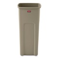 Trash & Waste Bins | Rubbermaid Commercial FG356988BEIG Untouchable 23 Gallon Square Plastic Waste Container - Beige image number 1