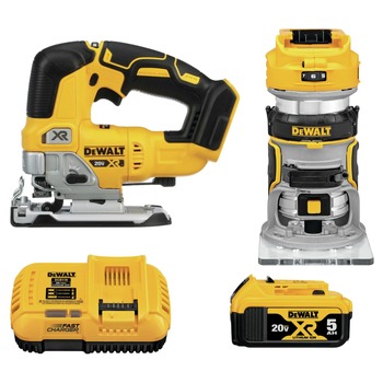 PRODUCTS | Dewalt DCK201P1 20V MAX XR Brushless Lithium-Ion Cordless Jig Saw and Compact Router Woodworking Combo Kit (5 Ah)