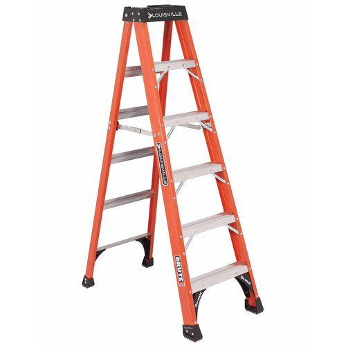 Step Ladders | Louisville FS1406HD 6 ft. Type IAA Duty Rating 375 lbs. Load Capacity Fiberglass Step Ladder image number 0