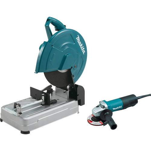 Combo Kits | Makita LW1400X2 14 in. Cut-Off Saw with Tool-Less Wheel Change and 4-1/2 in. Paddle Switch Angle Grinder Combo Kit image number 0