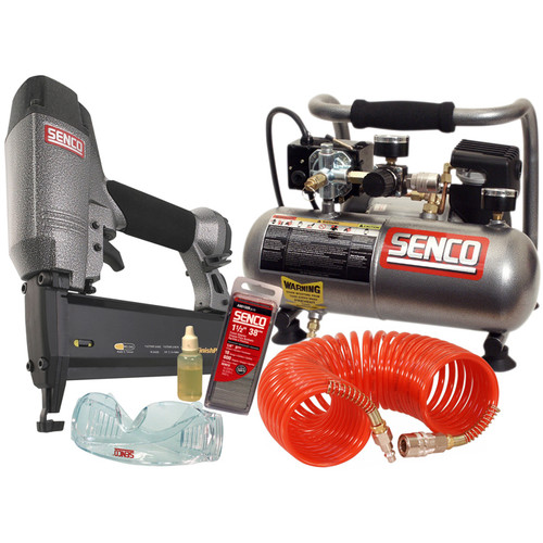 Nail Gun Compressor Combo Kits | Factory Reconditioned SENCO PC0947R FinishPro 18 Gauge Brad Nailer and 0.5 HP 1 Gallon Oil-Free Hand Carry Air Compressor Combo Kit image number 0