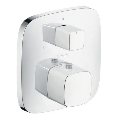 Fixtures | Hansgrohe 15771401 PuraVida Thermostatic Trim with Volume Control & Diverter (White/Chrome) image number 0
