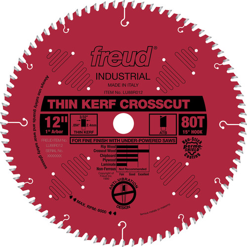 Blades | Freud LU88R012 12 in. 80 Tooth Thin Kerf Fine Finish Crosscut Saw Blade image number 0