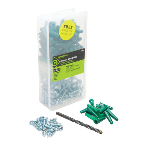 Bits and Bit Sets | Greenlee 51840120 200-Piece Conical Anchor Kit with Masonry Drill Bit image number 0