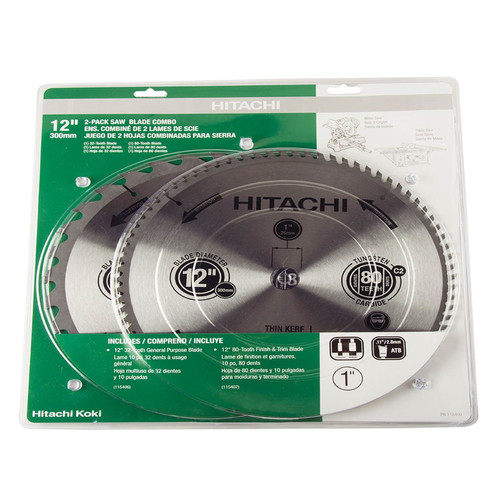 Circular Saw Accessories | Hitachi 115400 12 in. Saw Blade Combo (2-Pack) image number 0