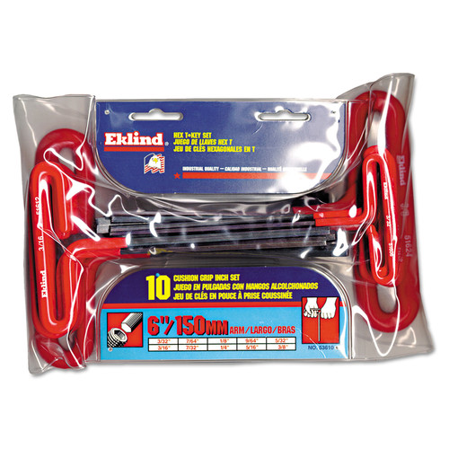 Wrenches | Eklind 53610 10-Piece 6in T-Handle Hex Kit, 3/32in - 3/8in, Pouch image number 0