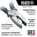 Pliers | Klein Tools D213-9NETH 9 in. Lineman's Bolt-Thread Holding Pliers with Rounded Nose and Knurled Jaw image number 1