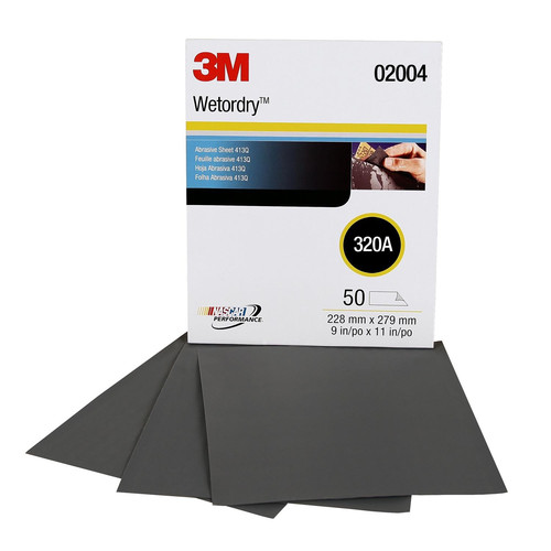 Grinding, Sanding, Polishing Accessories | 3M 2004 Wetordry Tri-M-ite Sheet 9 in. x 11 in. 320A (50-Pack) image number 0