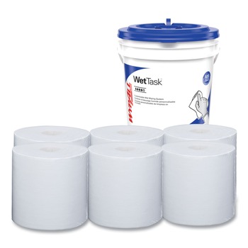  | WypAll 06411 WetTask Customizable Wet Wiping System Critical Clean Wipers for Bleach/Disinfectants/Sanitizers with Bucket (540/Carton)