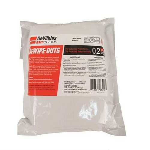Cleaners & Chemicals | DeVilbiss 803418 Low Voc Dewipe Outs (50-Pack) image number 0