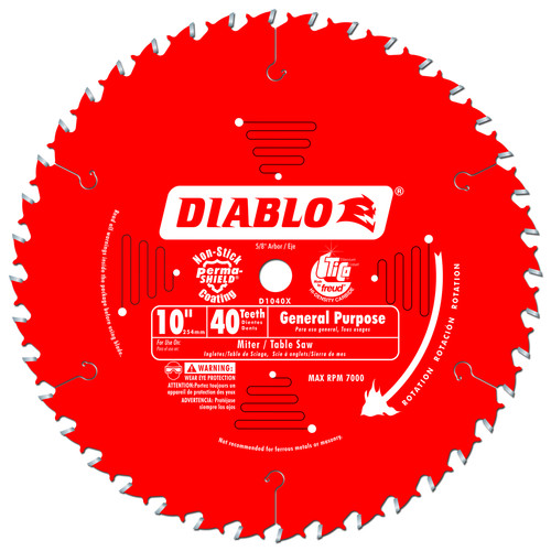 Blades | Diablo D1040X 10 in. 40 Tooth General Purpose Saw Blade image number 0
