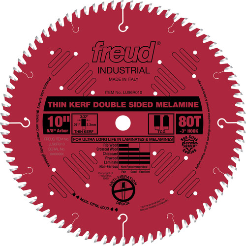 Blades | Freud LU96R010 10 in. 80 Tooth Thin Kerf Double-Sided Laminate/Melamine Saw Blade image number 0