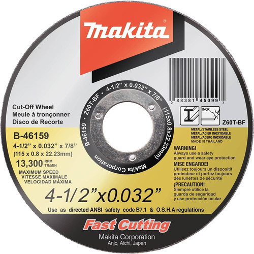 Grinding Sanding Polishing Accessories | Makita B-46159 4-1/2 in. x .032 in. x 7/8 in. Ultra Thin Cut-Off Grinding Wheel image number 0